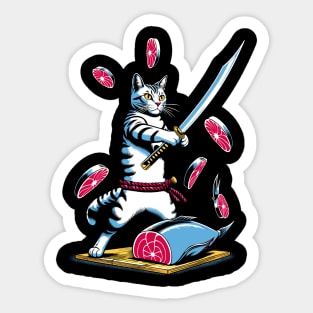 Kawaii Cat Anime Japanese Retro Samurai Novelty Funny Cat Sticker